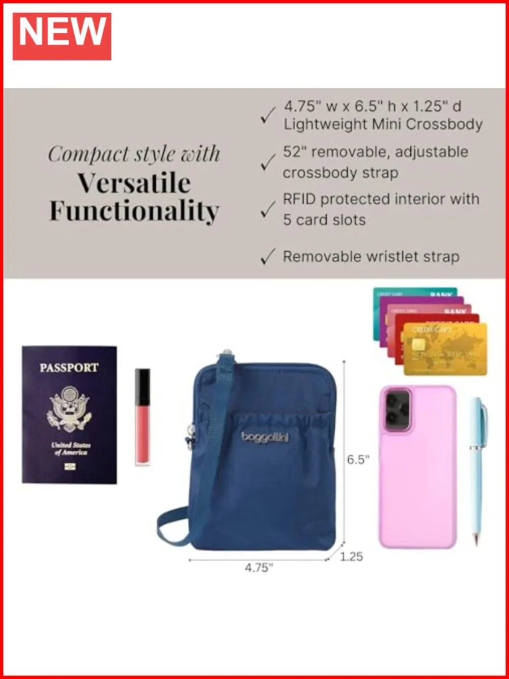 RFID Blocking Travel Pouch with Adjustable Strap
